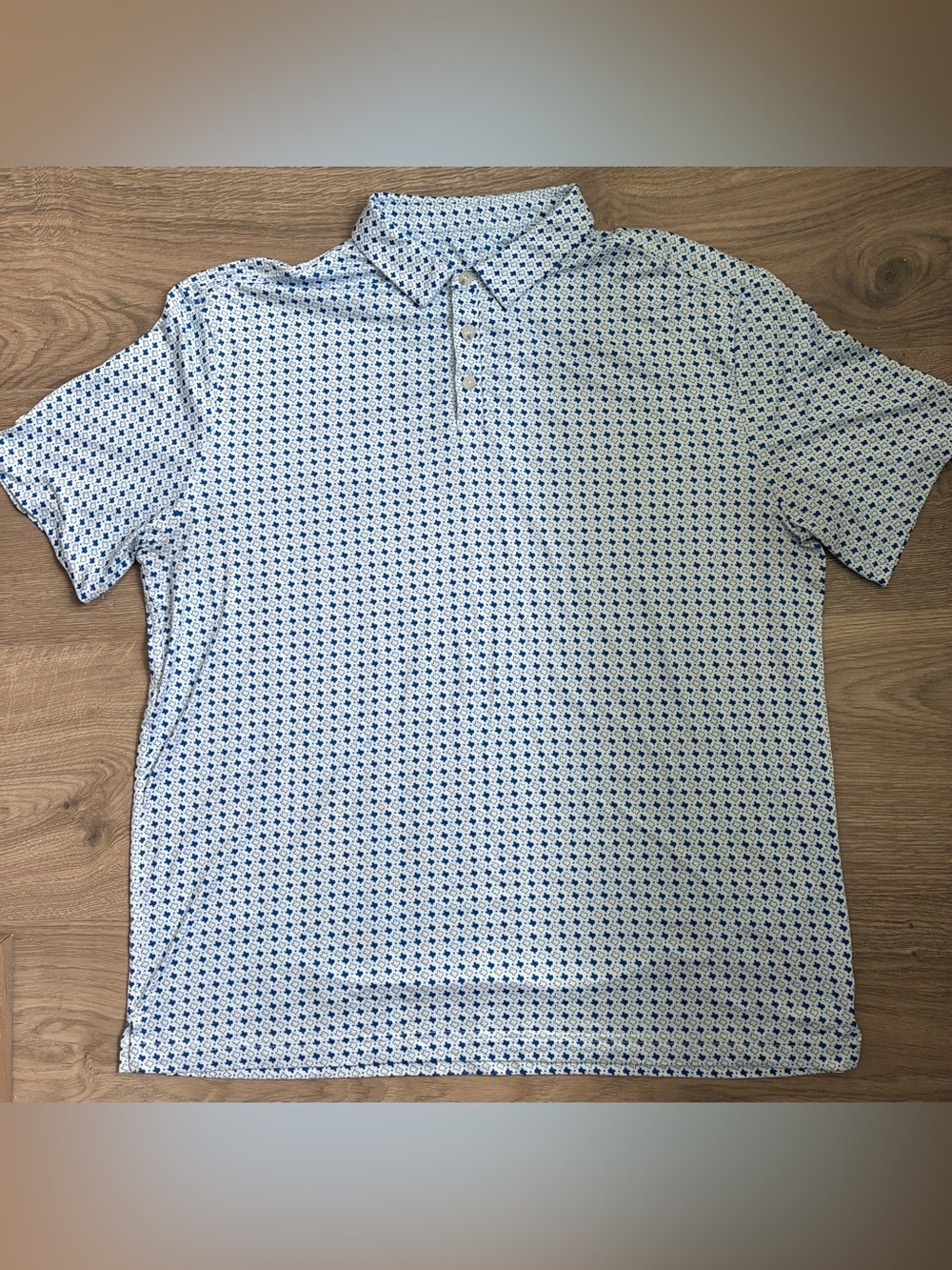 Burlebo Performance Polo Blue Texas State All Over Print Casual Stretch Size XL